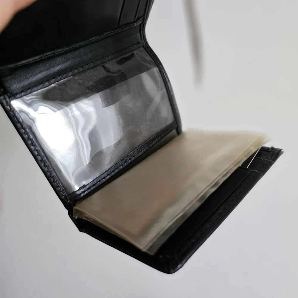 Vintage Pierre Cardin Black Genuine Leather Trifold Wallet NWT